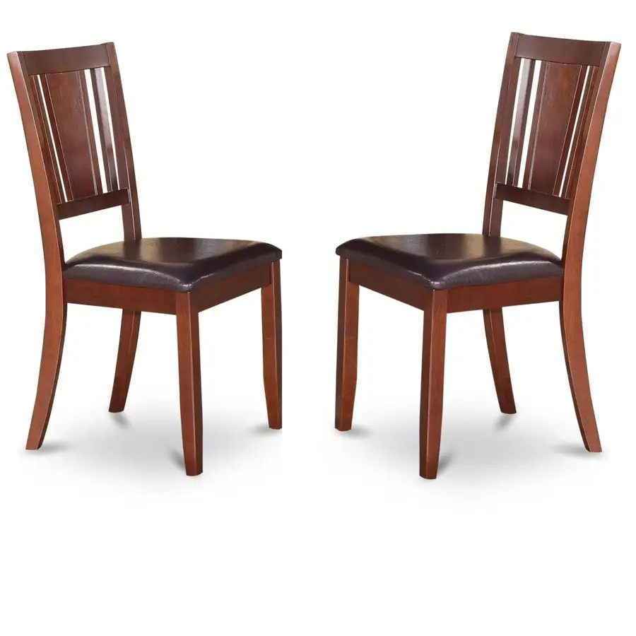 DUCMAHLC Dudley Kitchen Cadeiras de jantar Cadeiras estofadas em madeira de couro sintético, conjunto de 2, mogno
