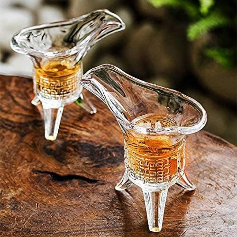 1-Ounce Retro Shot Glasses set of 6 - Drinking like an Ancient King/Queen - Unique Clear Glass Sipping Cup for tequila Whiskey