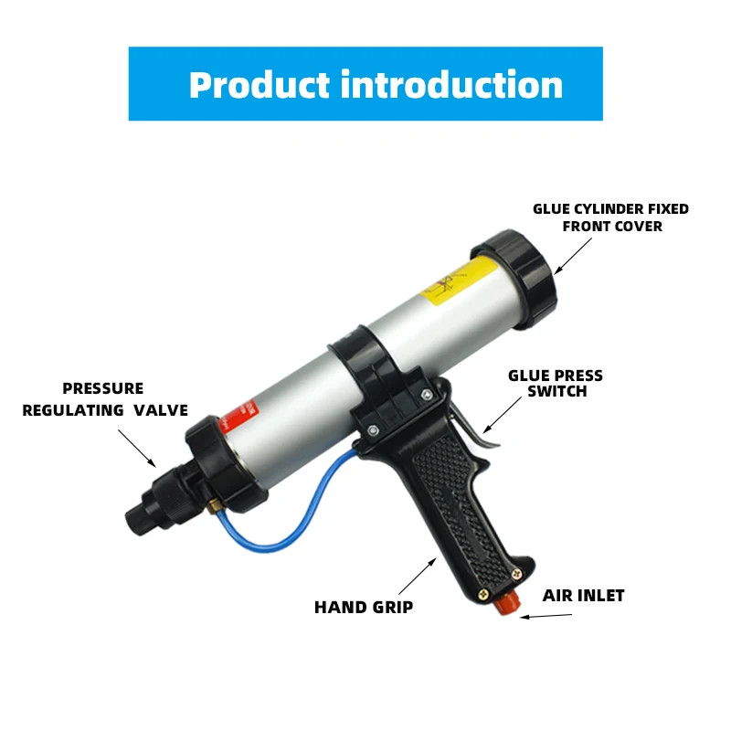 Промышленный DIY класс 300-310 мл твердый резиновый пневматический клеевой пистолет алюминиевый бочонок пенопластовый пистолет стальная ручка детали химического оборудования