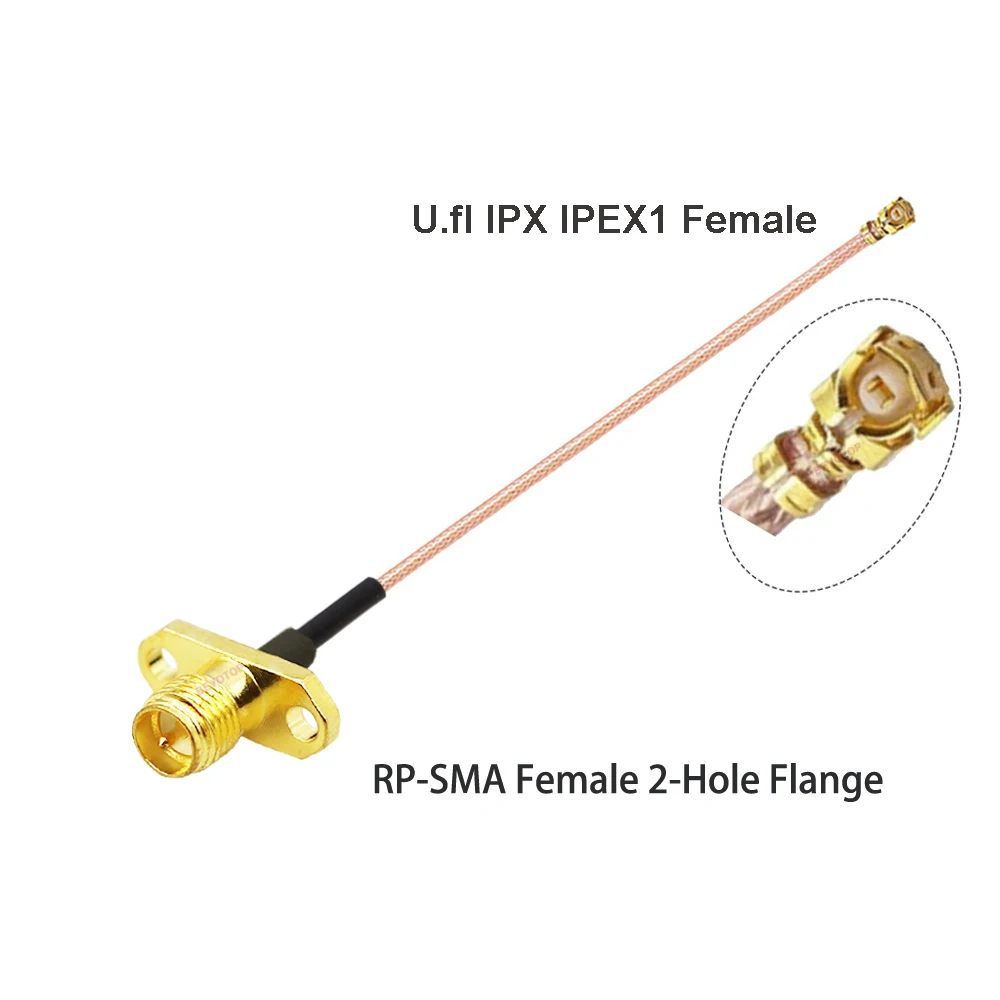 1PCS u.FL   1 to RP-SMA / SMA Female 2 Hole Flange Panel Mount RF113 Pigtail WIFI Antenna Extension Cable Jumper