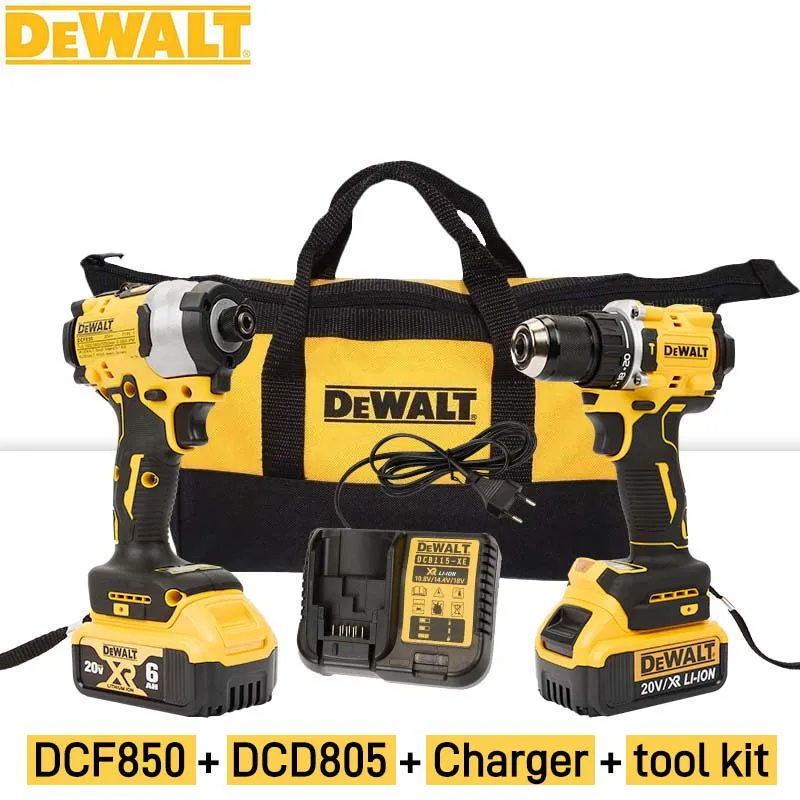 DeWalt Lithium Battery Impact Drill Screwdriver Electric Drill 2 Power Tools Combination Kit Dcd805 Dcf850