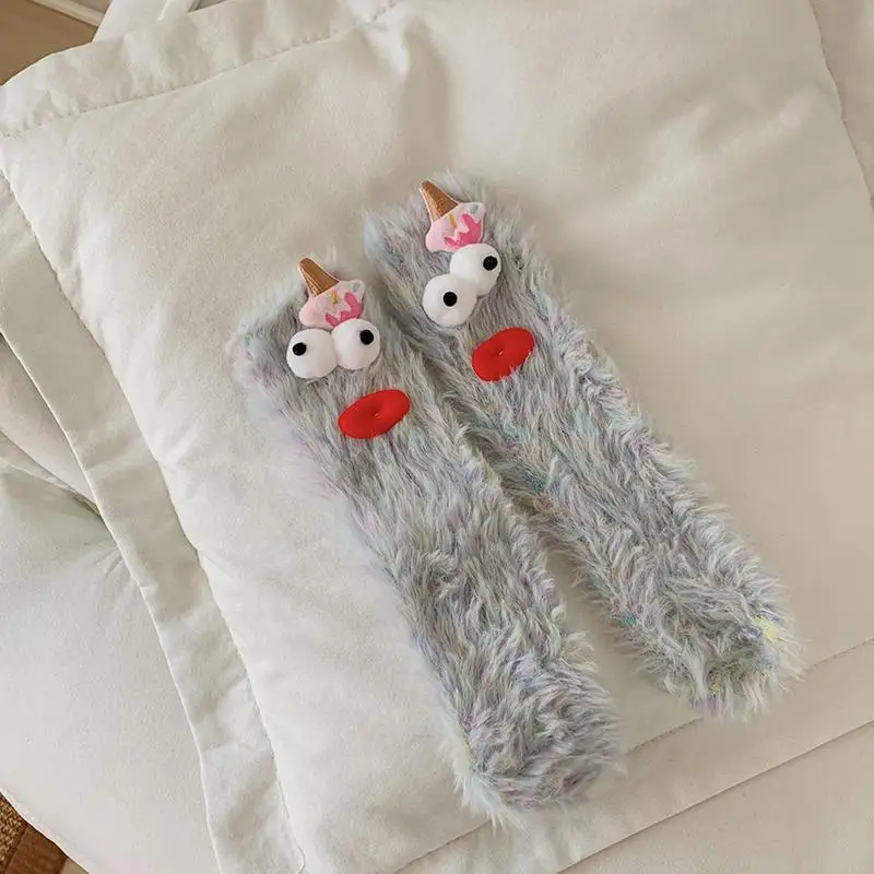 Śmieszne Fuzzy Socks Women Fuzzy Fluffy Soft Cute Socks Funny Animal Winter Warm House Sleeping Slipper Socks Thick For Mother's Da