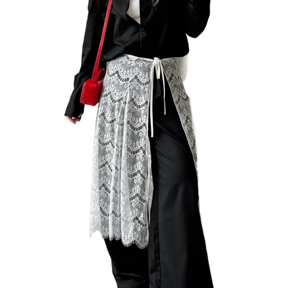 

2025 кружевная юбка на шнуровке, длинная красивая занавеска на бедрах, индивидуальные универсальные аксессуары для одежды для женщин