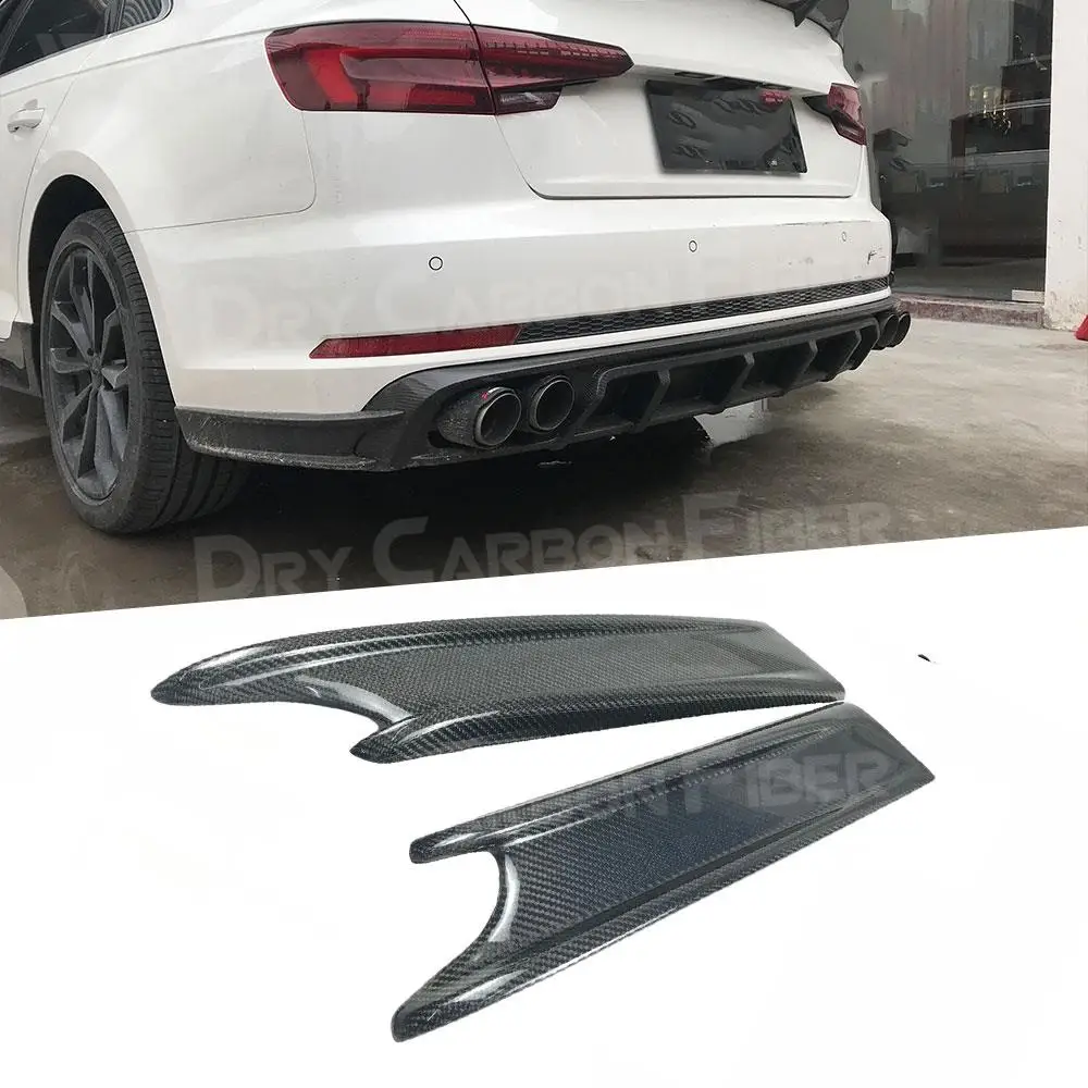 

Carbon Fiber Rear Bumper Lip Splitters Spoiler Aprons For Audi A4 Sline S4 B9 2017 2018 FRP Back Fender Trim Covers