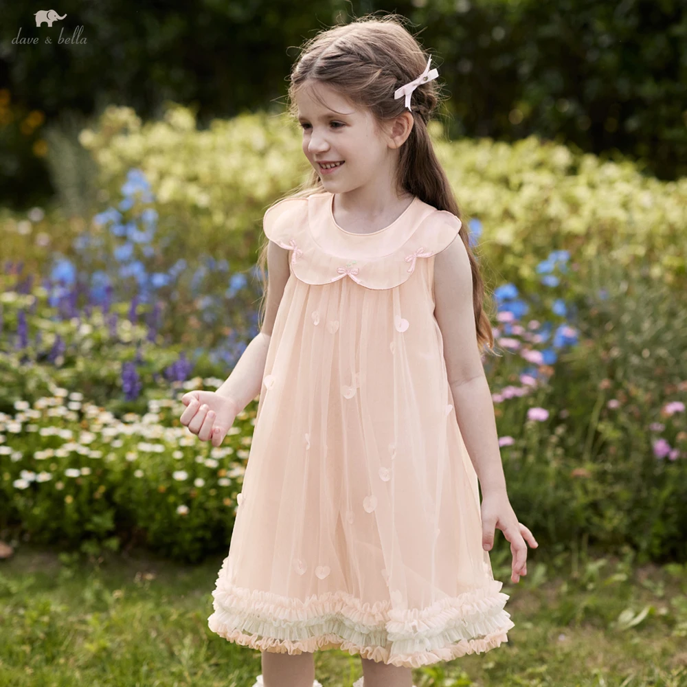 

Dave Bella Children Princess Mesh Dress Girls Clothes Summer Sleeveless Kids Elegant Dress Sweet Outdoor Party DB2264962