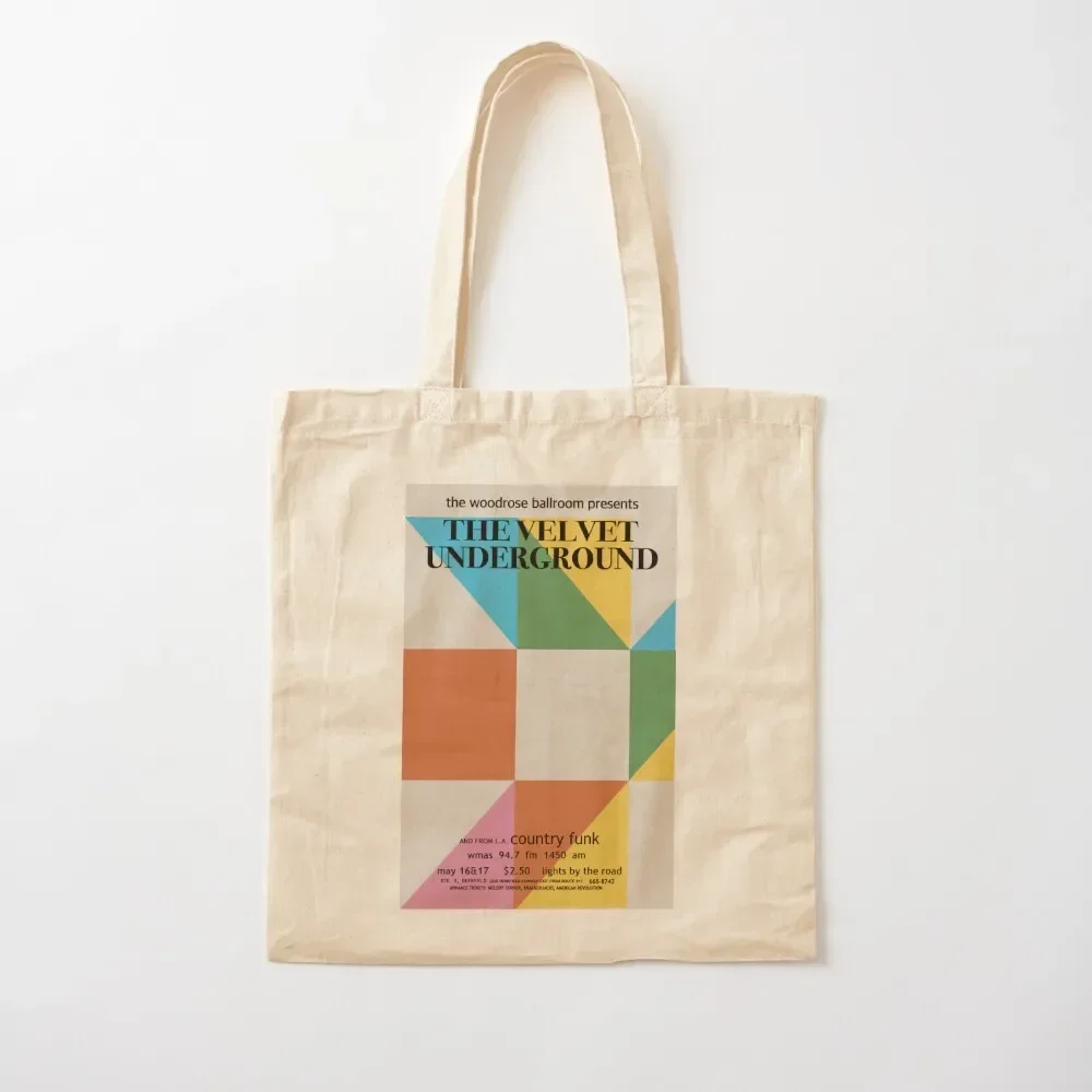 

Velvet Underground Vintage 1960s woodrose ballroom Promo Poster Tote Bag large size bags Fabric bag