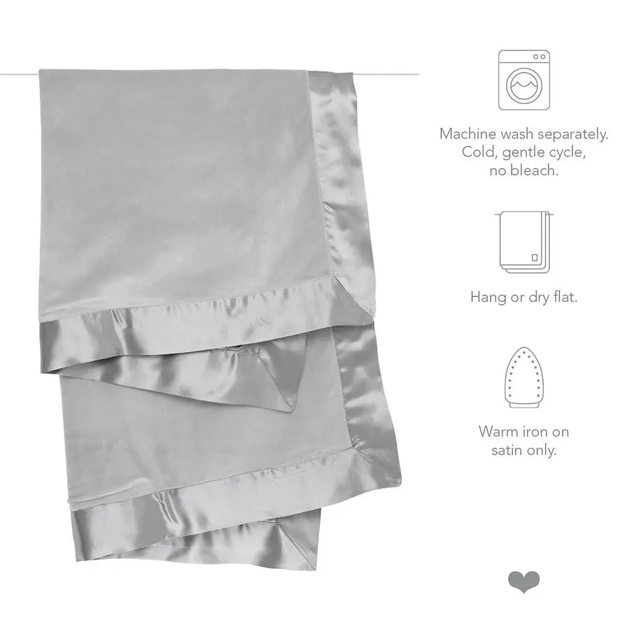 بطانية أطفال مخملية بطانية ناعمة مع حواف من الساتان بطانية عربة أطفال لحديثي الولادة أساسيات أمبير هدايا أطفال 29x35 فضي #3