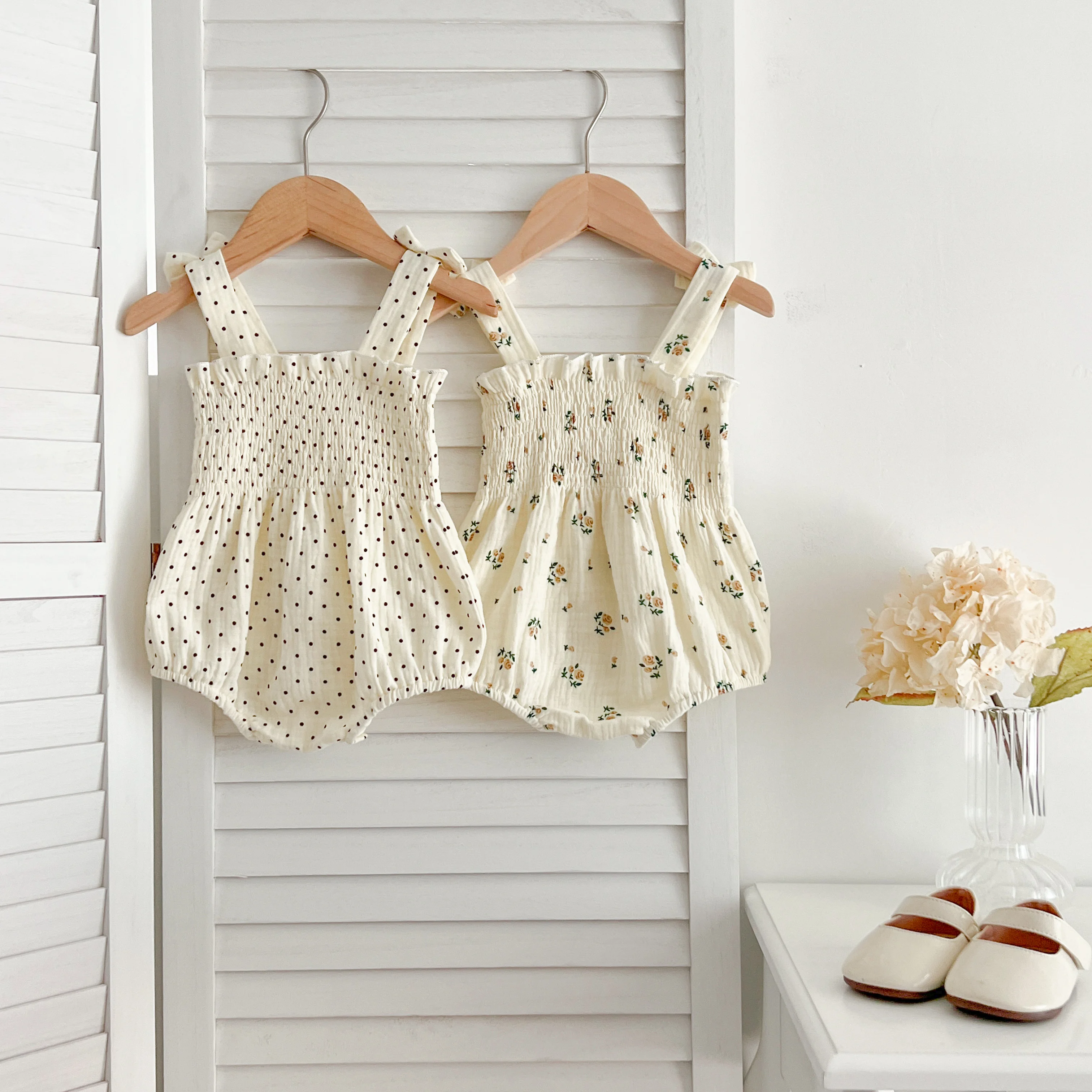 Sommer Outfit Kinder Baby Kleidung Baumwolle Ärmellose Strampler Neugeborene Mädchen Kleidung Kleinkinder Blume Bogen Kinder einteiliges Bodys – Detail 3