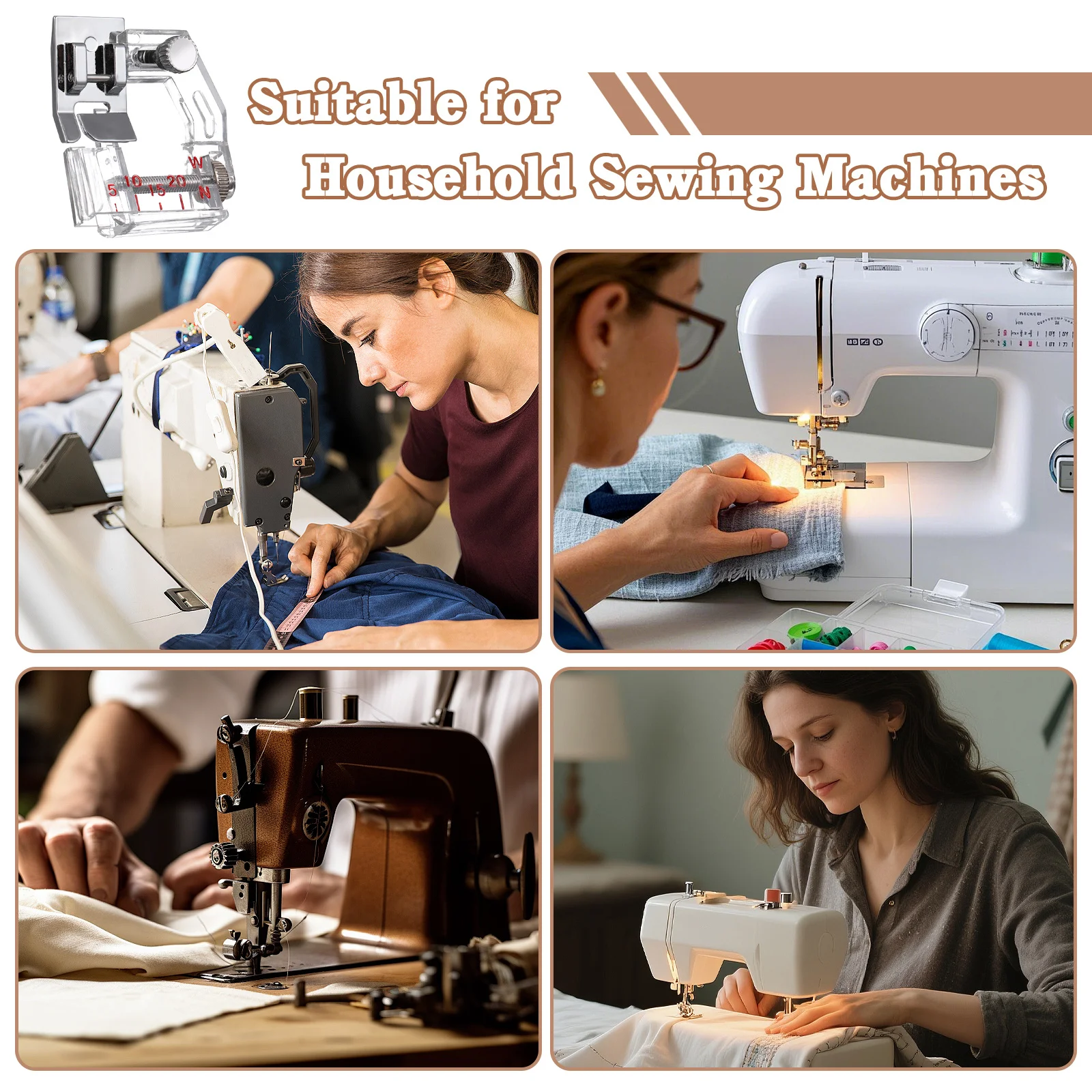 قطعة قدم الضغط في ماكينة الخياطة لآلة الخياطة، محول قدم ربط الشريط المحمول متوافق مع Singer Brother