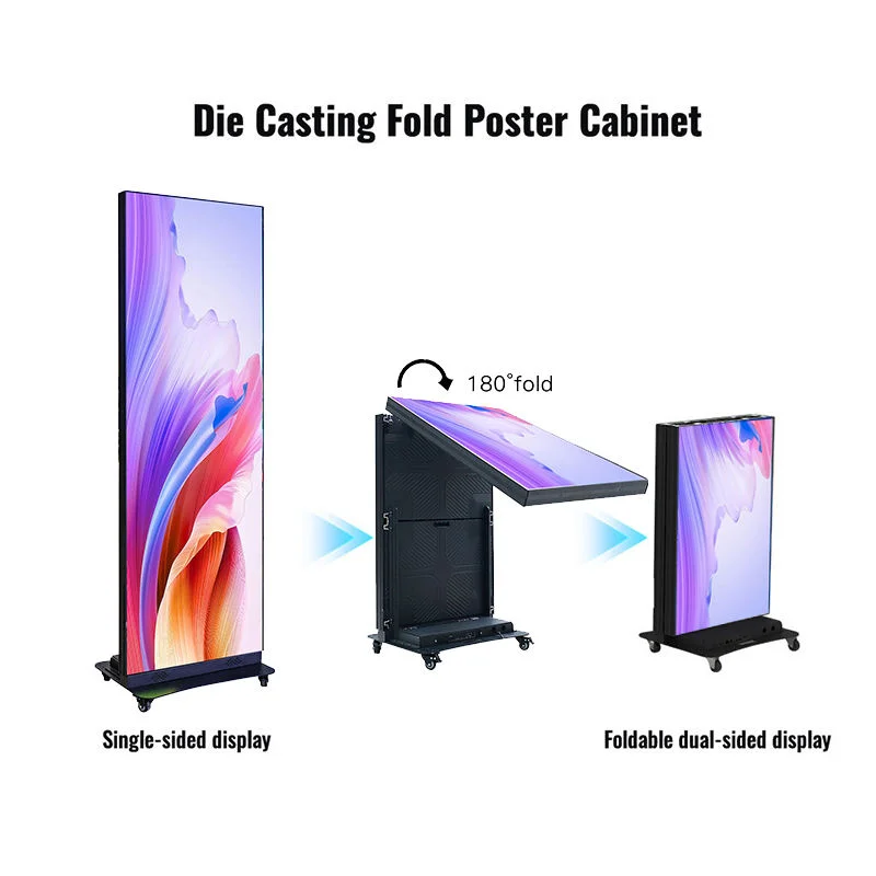 New All-in-One Instant Setup Connectable Foldable LED Display Advertising Poster Screen for Retail Store Elevator Wayfinding