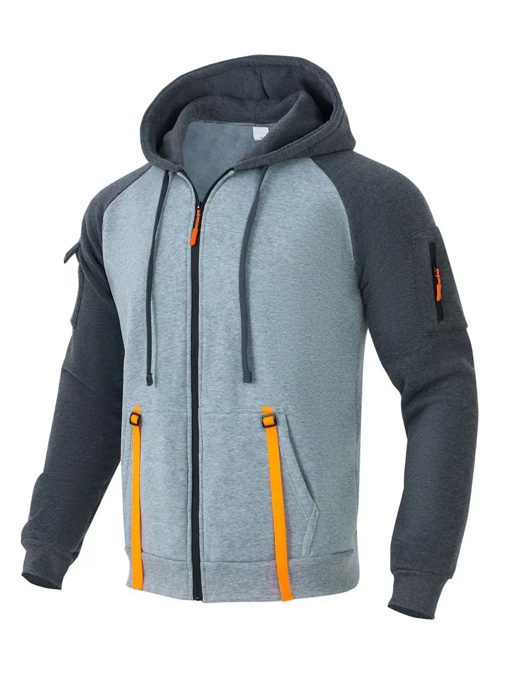 

European Size Spring and Autumn Zipper Jacket Men's Fashion Sports Casual Top Hooded Sweatshirt Zip Up Hoodie