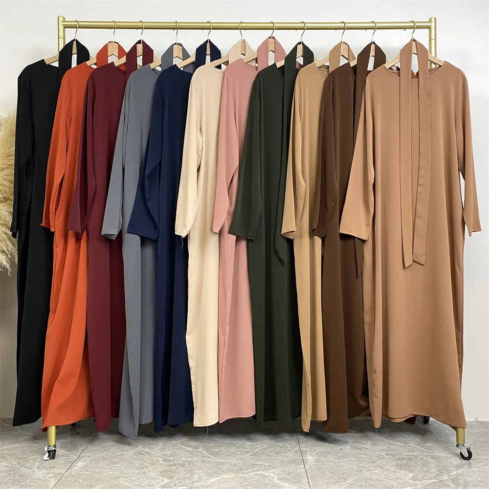 

Muslim Fashion Hijab Dubai Abaya Long Dresses Women With Sashes Islam Clothing Ramadan Abaya African Dresses For Women Musulman