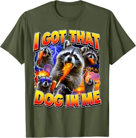 Ich habe diesen Hund in mir, ein Waschbär frisst einen Corn Dog, Bootleg, Vaterwitz, T-Shirt, Y2k, Food Art, Hotdog-Liebhaber, Grafikbekleidung, Damen, Herren, Neuheit – Detail 8