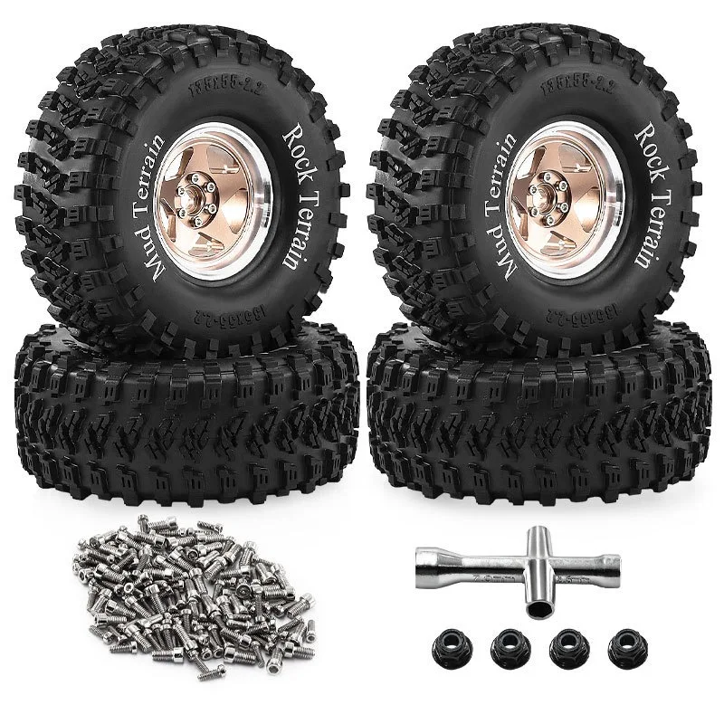 2.2-inch RC Crawler Tires  1/8 Scale Boy Toy Remote Control Car Tires  TRX4 SCX10 H8H Metal Wheel Tires D428 Toy Car Parts
