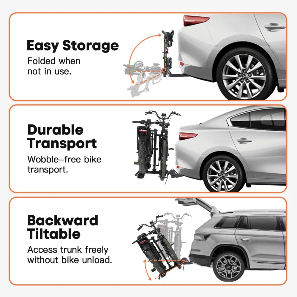 

CyberRack E2 Plus EBike Rack with Ramp, 3Positions Foldable, 200 lbs Capacity Heavy Bike Rack Carrier for 2 E-Bike,, Customized