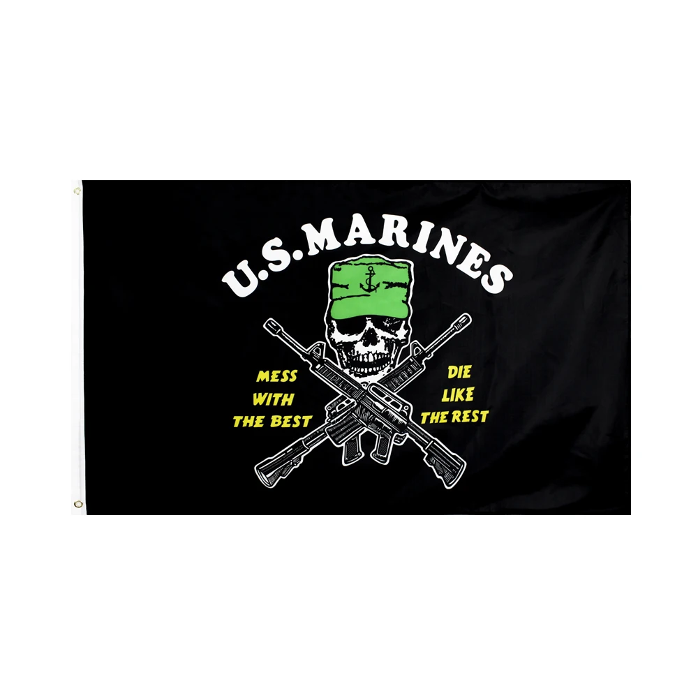 90x150cm US Marines Flag 3x5ft Black Skull USA USMC Banner