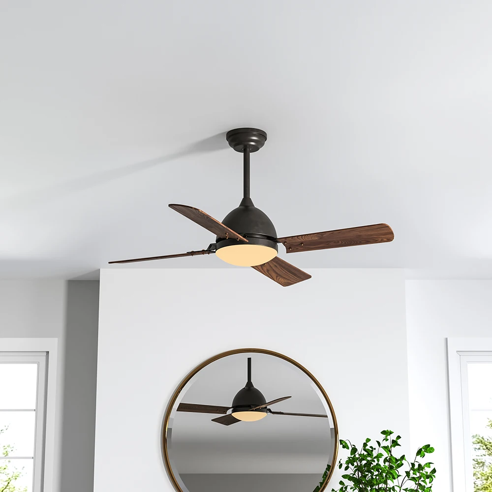 42 Inch Brown Ceiling Fan with LED Light Kit, 4 Blades and Remote Control