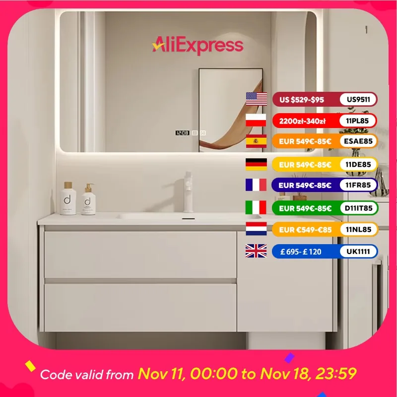 

Mirror Modern Bathroom Cabinet Led Lighting White Toilet Makeup Bathroom Vanity Space Saving Wood Meuble Salle De Bain Furniture