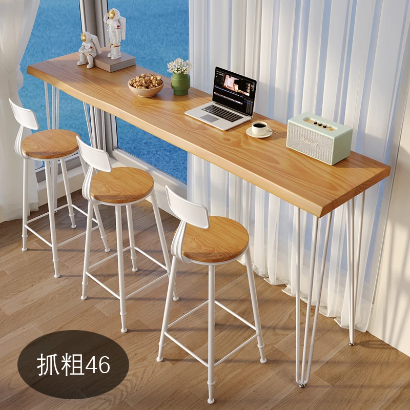 

Бытовой барный стол из массива дерева Узкий стол у стены Высокий современный простой балкон