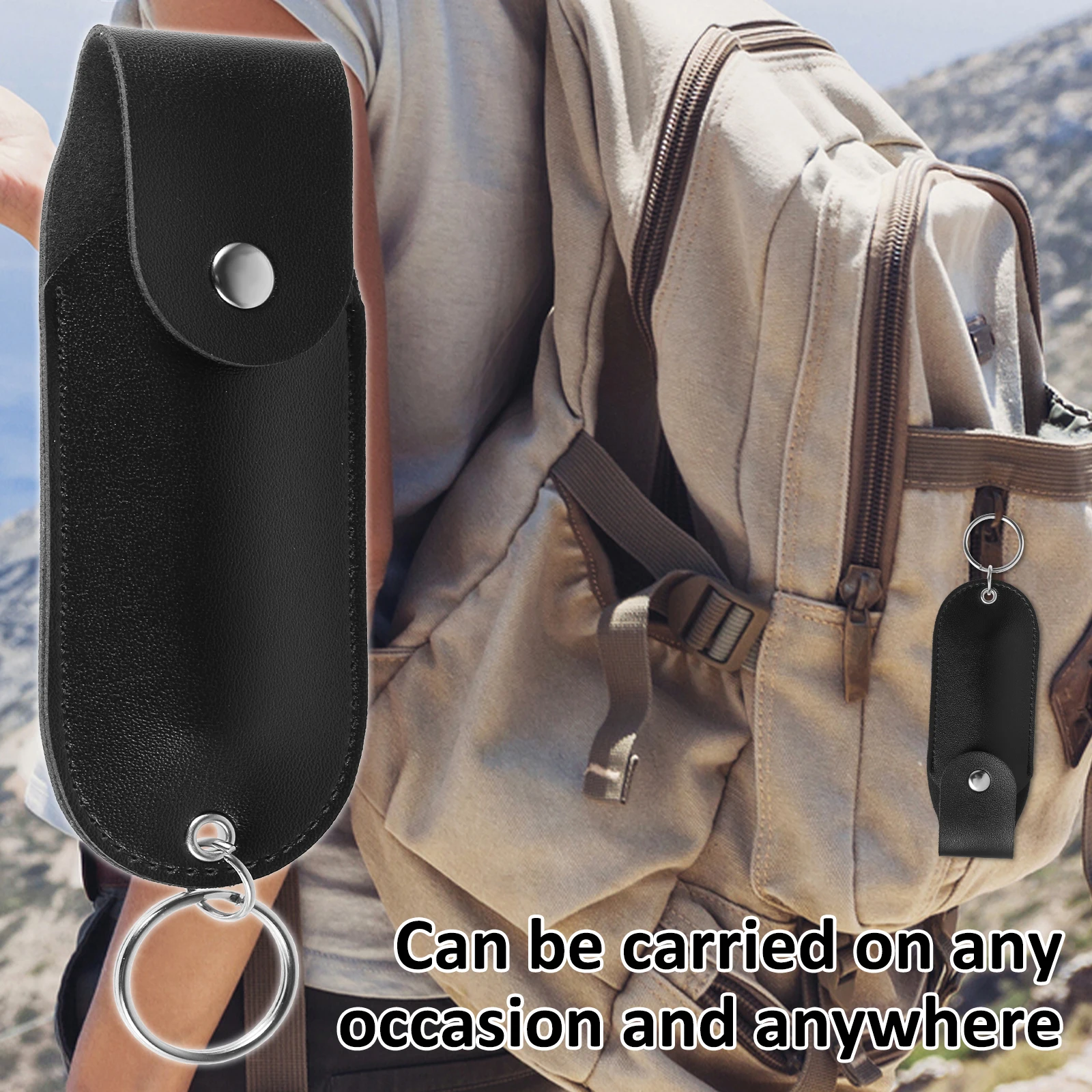 1/2/3PCS PU Pepper Spray Pouch Mini Portable Pepper Spray Holster Self Defense Spray Leather Holder Mini Keychain for Women image 3