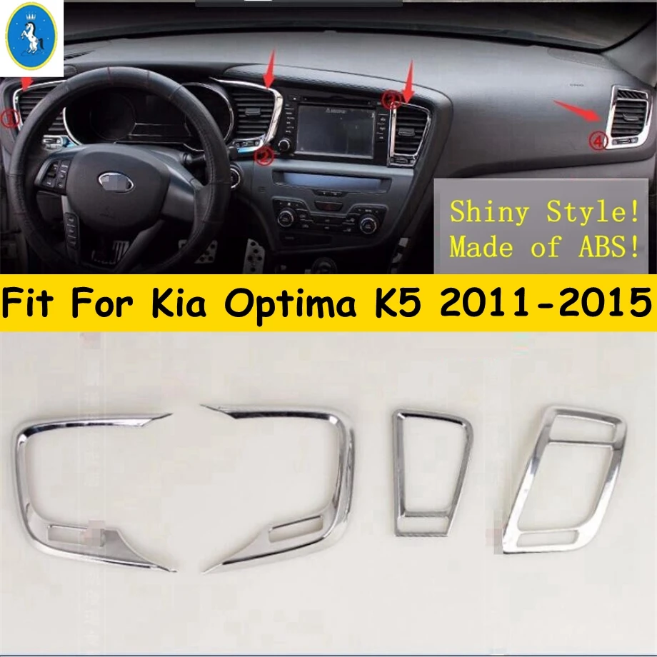 Yimaautotrims Chrome Central Control Air AC Vent Outlet Frame Cover Trim 4 Pcs / Set For Kia Optima K5 2011 - 2015 Accessories