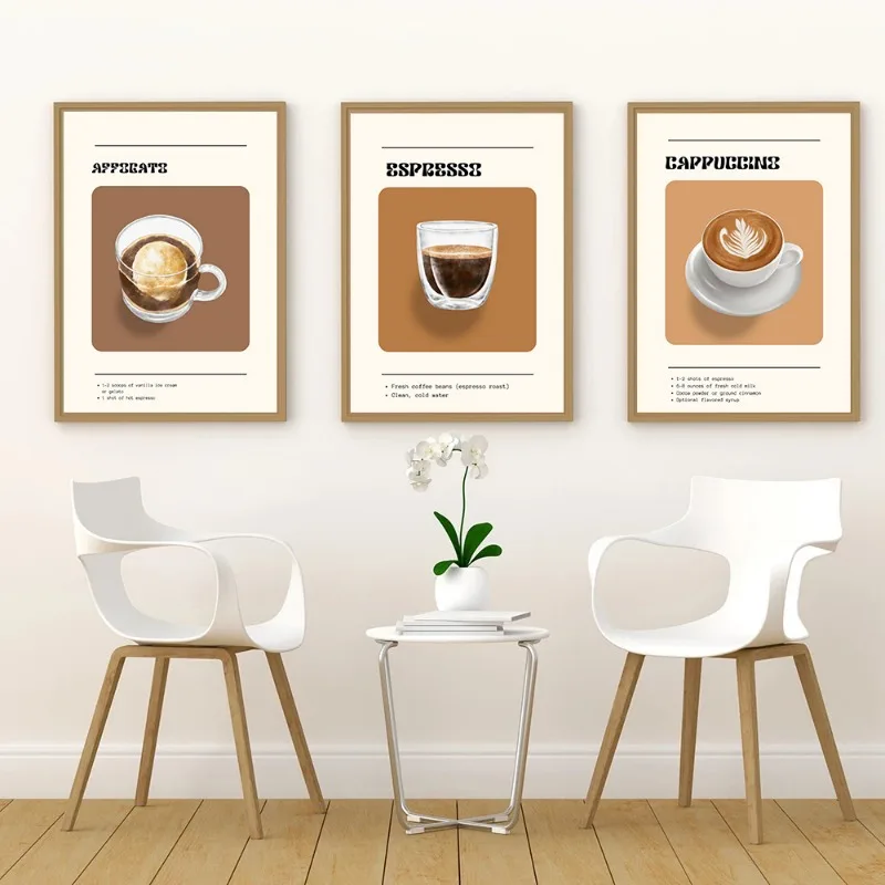 Italian Espresso Coffee American Coffee Menu Posters Prints Canvas Printing Wall Art Picture for Kitchen Room Coffee Shop Decor