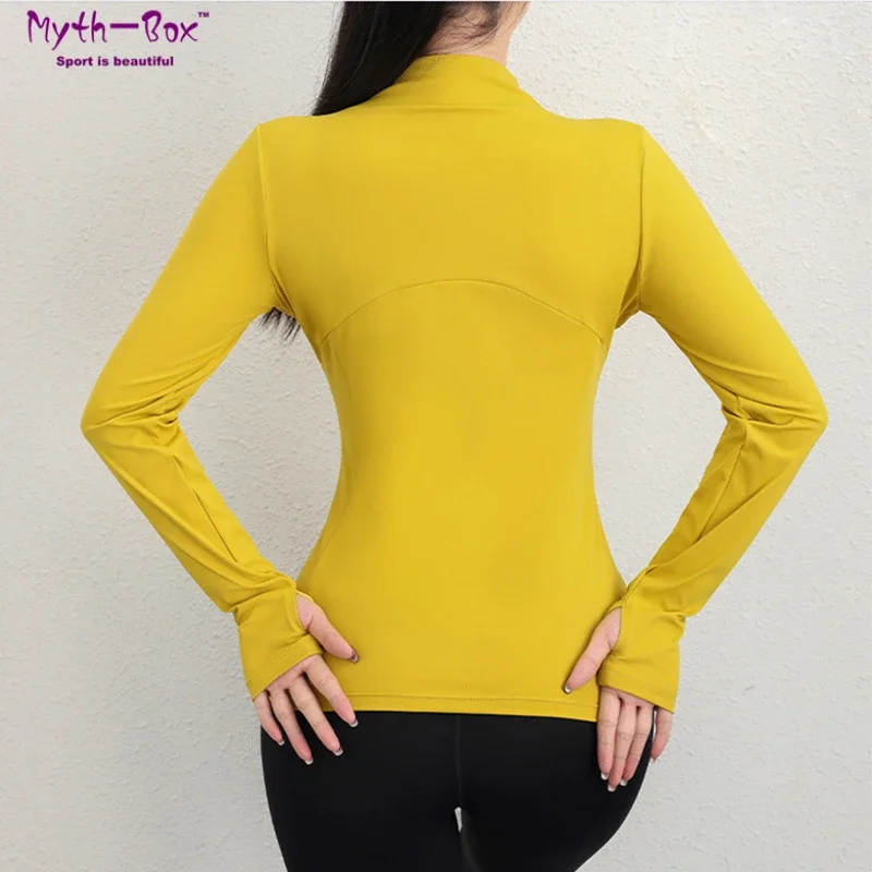 Women Sport Jackets Zipper Yoga Coat Thumb Hole Long Sleeves Running Sweatshirts Slim Workout Jackets Gym Fitness Tops Sportwear image 5
