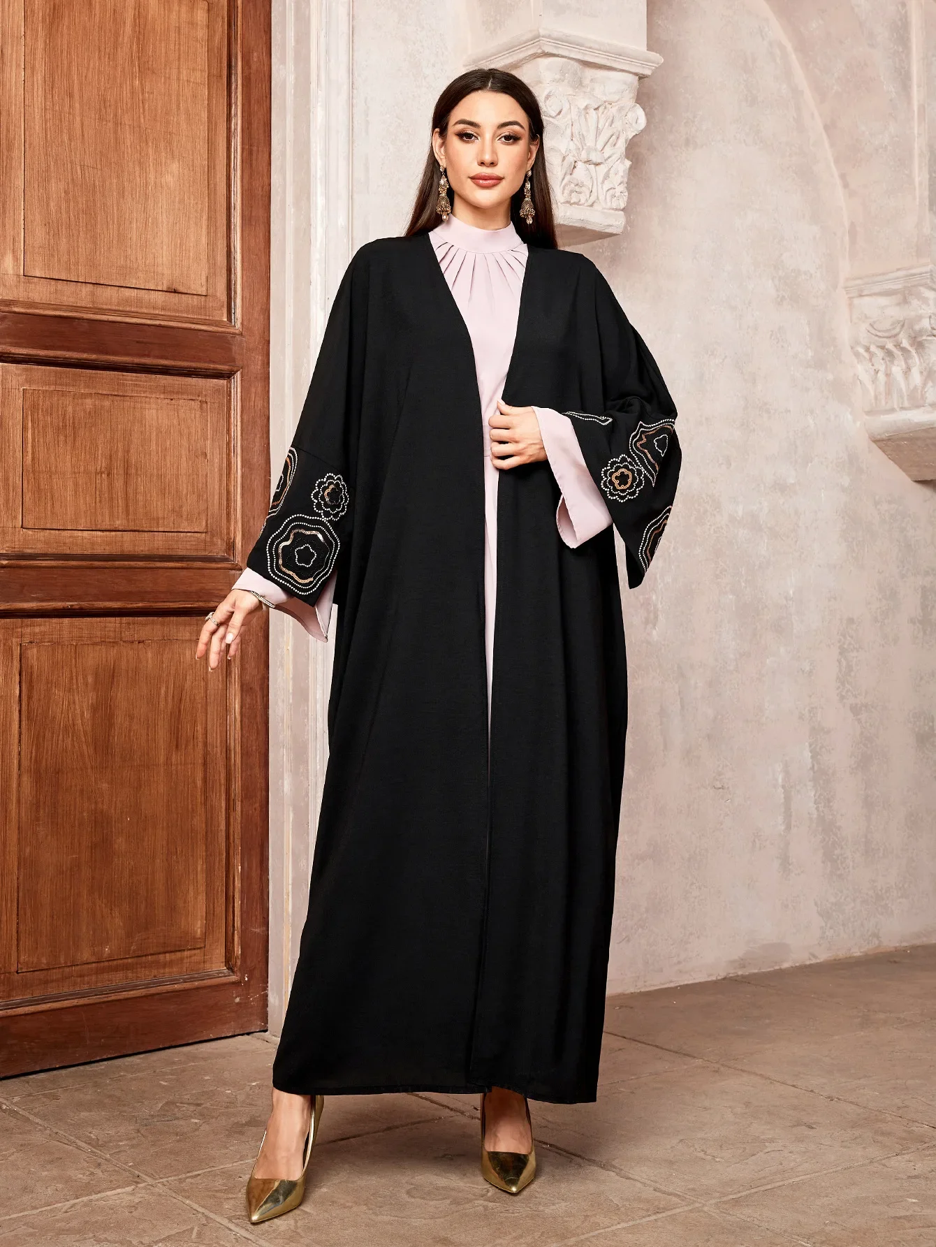 Eid lantejoulas manga abaya para mulheres muçulmano longo robe ramadan marrocos dubai abayas cardigan kaftan islam vestidos largos 2025