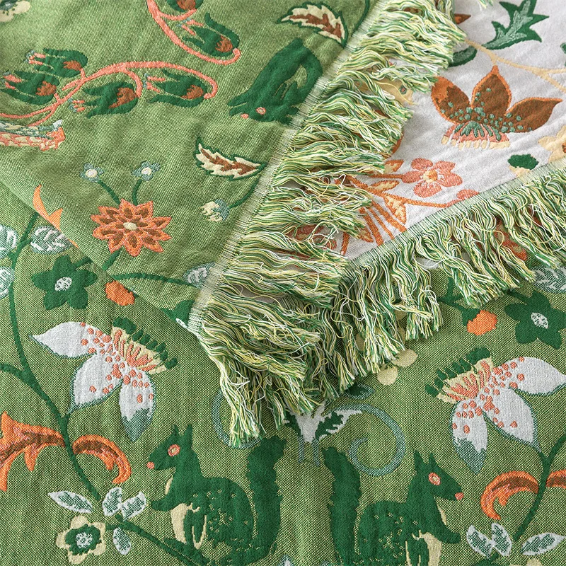 Pure Cotton Blanket Muslin Woven Tassel Throw Double Couple Bed Coverlet Quilts AB Side Bedspread On The Bed Summer Nap Blanket