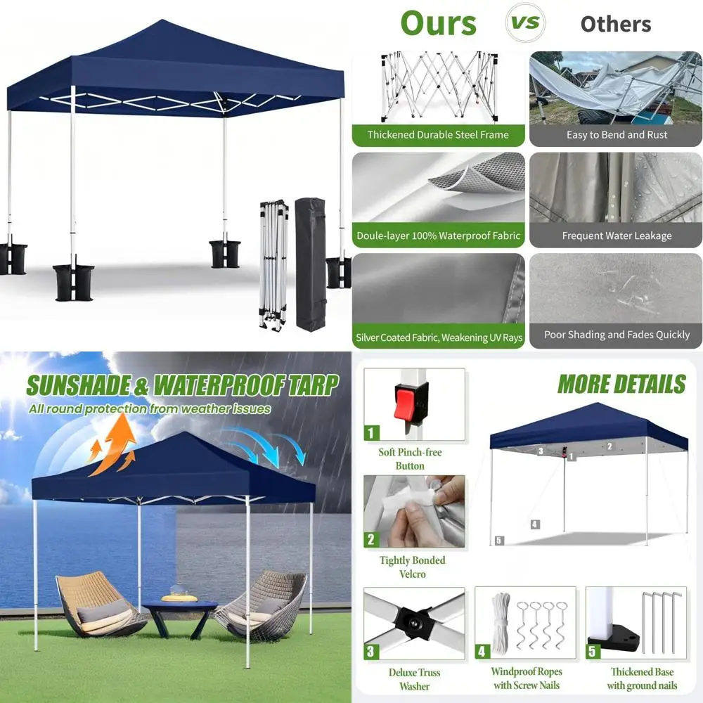 

Всплывающий навес 10x10, сверхпрочная пляжная палатка с сумкой для переноски для удобного перемещения, навес от солнца для вечеринок, мероприятий, кемпинга, улицы