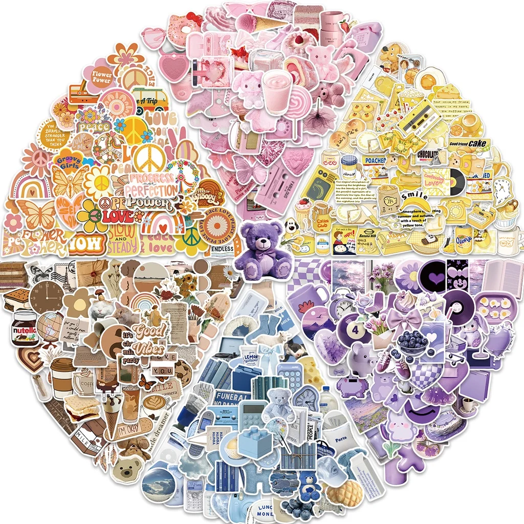 60/50 قطعة الكرتون الملونة INS نمط مقاوم للماء الكتابة على الجدران ملصق لخوذة دراجة حساب اليد ملصق مائي BulingBulingStickers مخزن