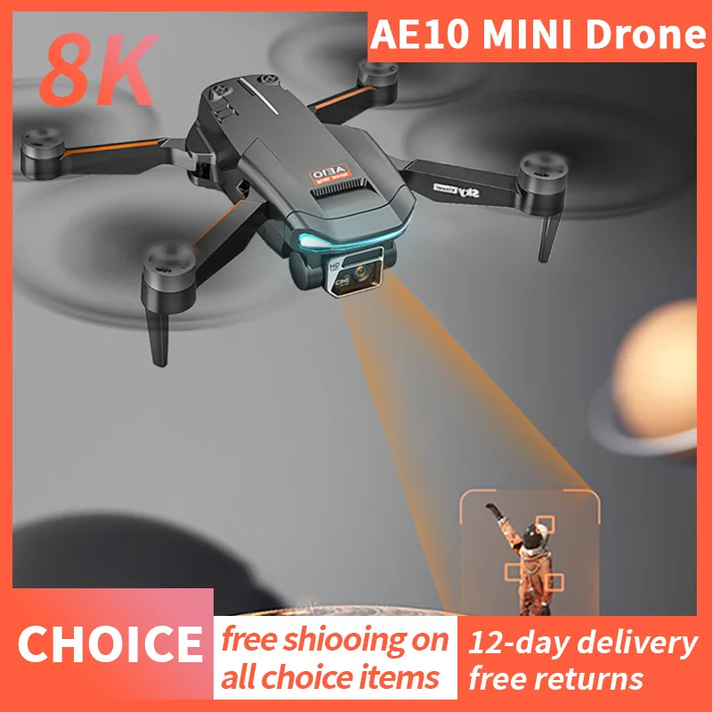 AE10 Mini Drone Leve Dobrável, Câmera dupla HD, GPS, Posição de Fluxo Óptico, DC sem escova, FPV Smart Drone, 8K