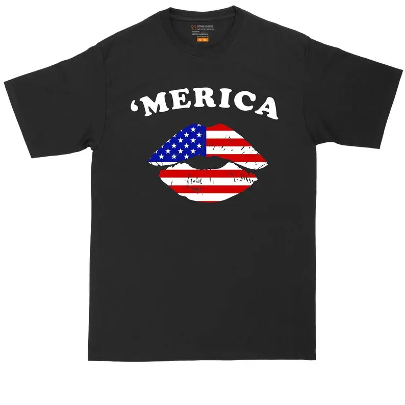 

America Lips Big and Tall Men Mens Graphic T-Shirt