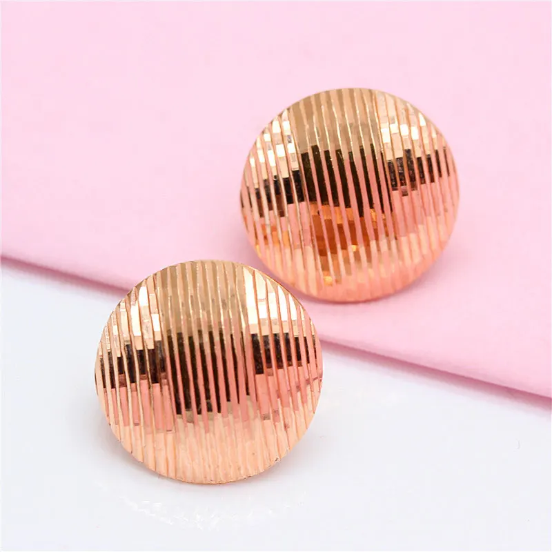 585 Purple Gold Round Geometric Shiny Fashion Earrings for Women14K Rose Gold Charm Unique Simple Engagement Jewelry Gift