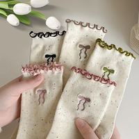 5/10 Pairs Bow Pattern Women Men Boys Girls Couples Sports Socks Mid-Calf Socks Spring Summer Holiday Gifts