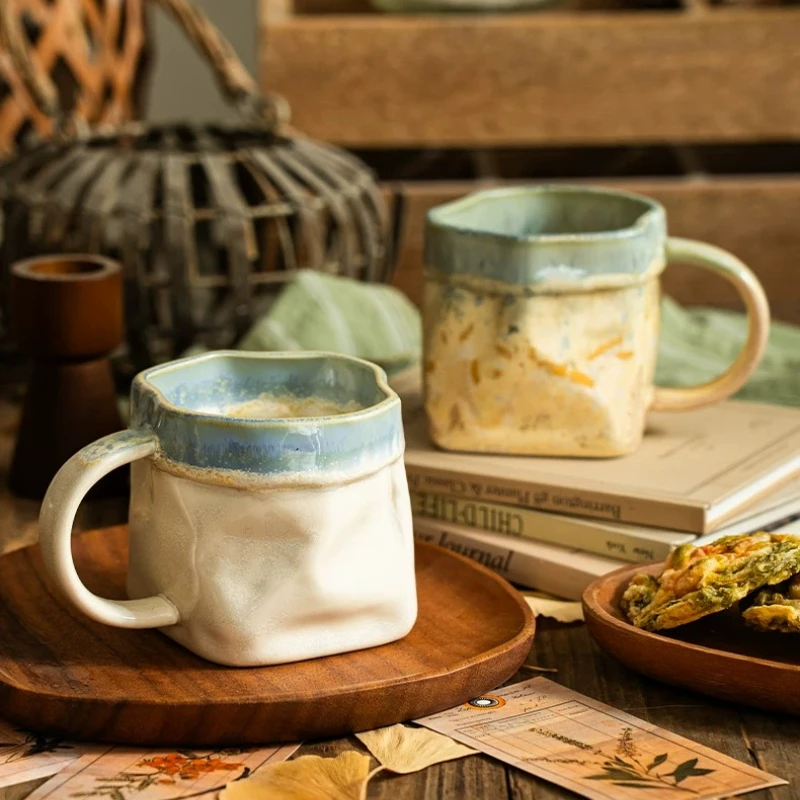 Retro Kiln Turned Ceramic Coffee Cup,high-end Exquisite Mug, Household High Beauty Afternoon Tea Cup Gift for Petite Bourgeoisie