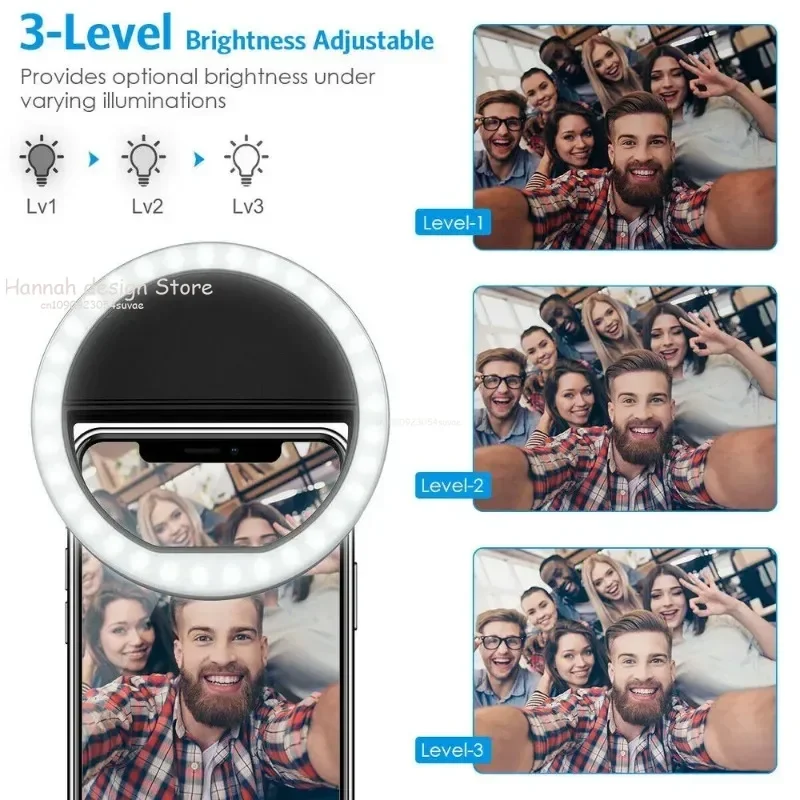 Led Selfie Ring Light Portable USB Charge Phone Lens Lamp Mobile Phone Live Broadcast Video Selfie Fill Light for All Smartphone