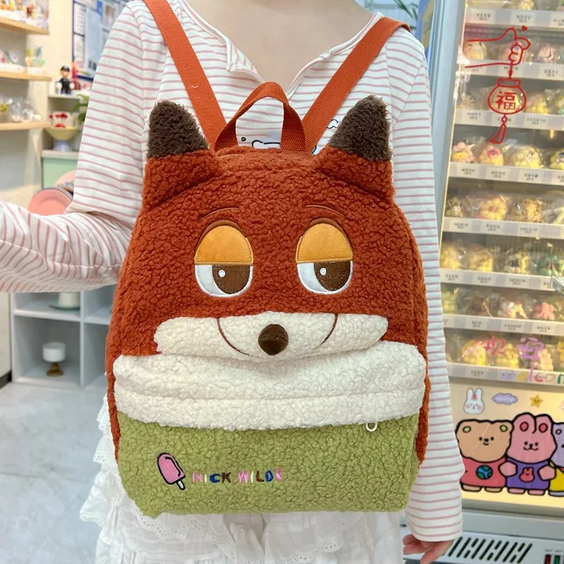 Disney Zootopia Judy Nick Plush School Bag Furry Shoulder Bag Leisure Handbag Girl Cute Fluffy Satchel Tote Travel Backpack Gift