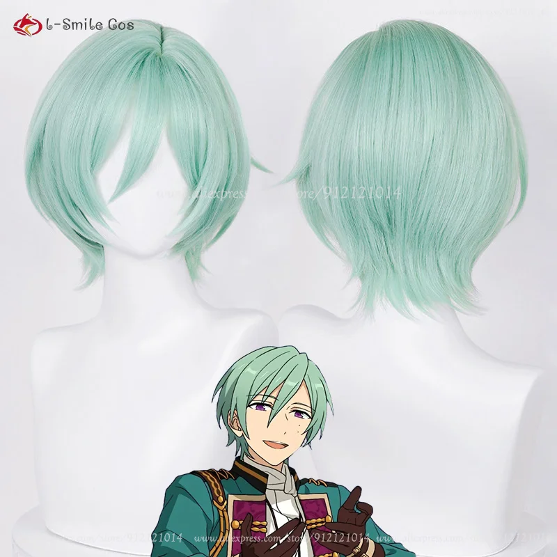 

ES Kazehaya Tatsumi Cosplay Wig 30cm Cyan Wig Heat Resistant Synthetic Hair Halloween Party Cosplay Anime Wigs