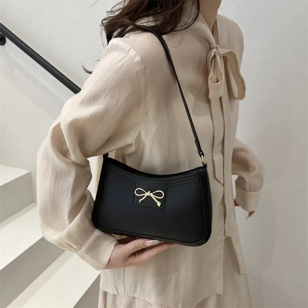 

Модная женская сумка из искусственной кожи с металлическим бантом, однотонная, на молнии, на плечо