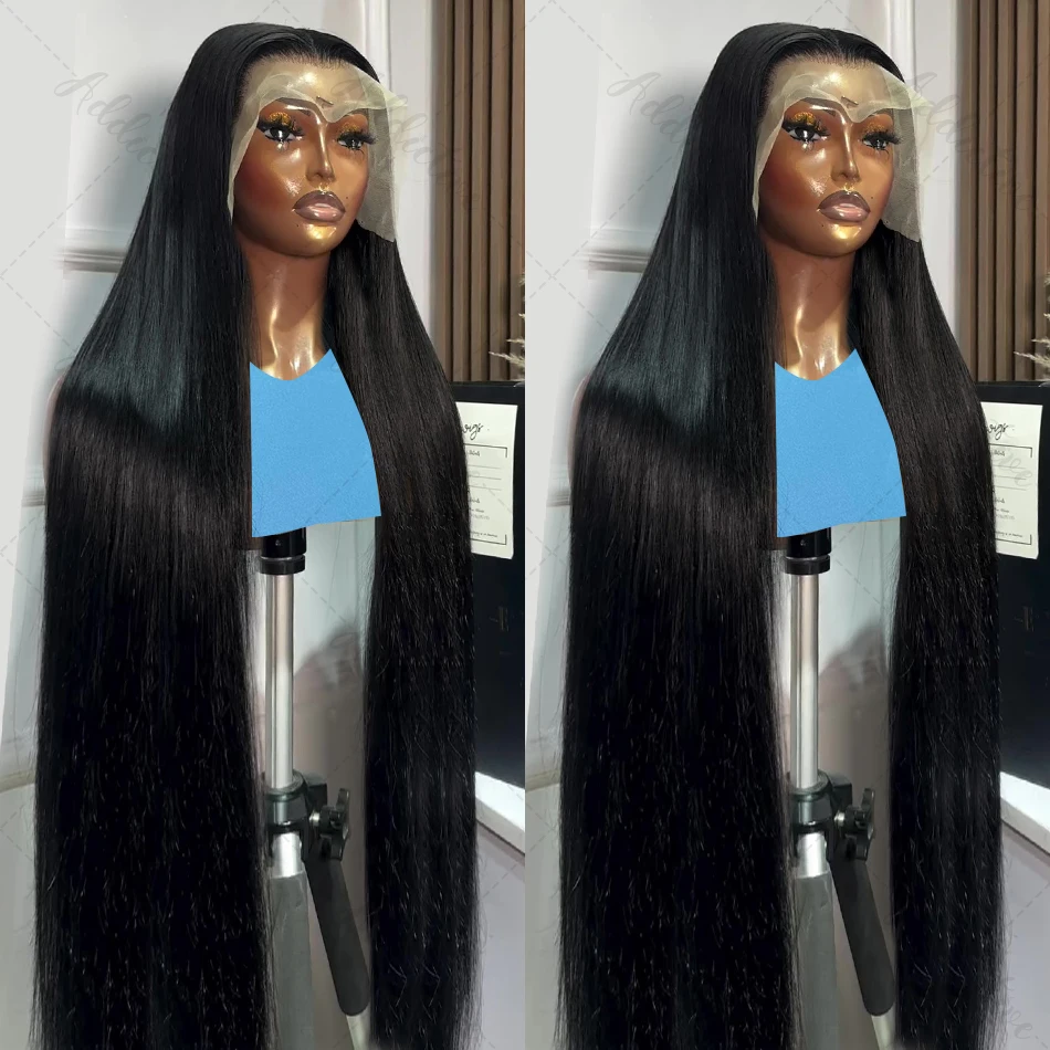 40 inch Straight 13x6 HD Human Hair Lace Frontal Wigs 250 Density Remy Pre Plucked 13x4 Lace Front Wig For Women