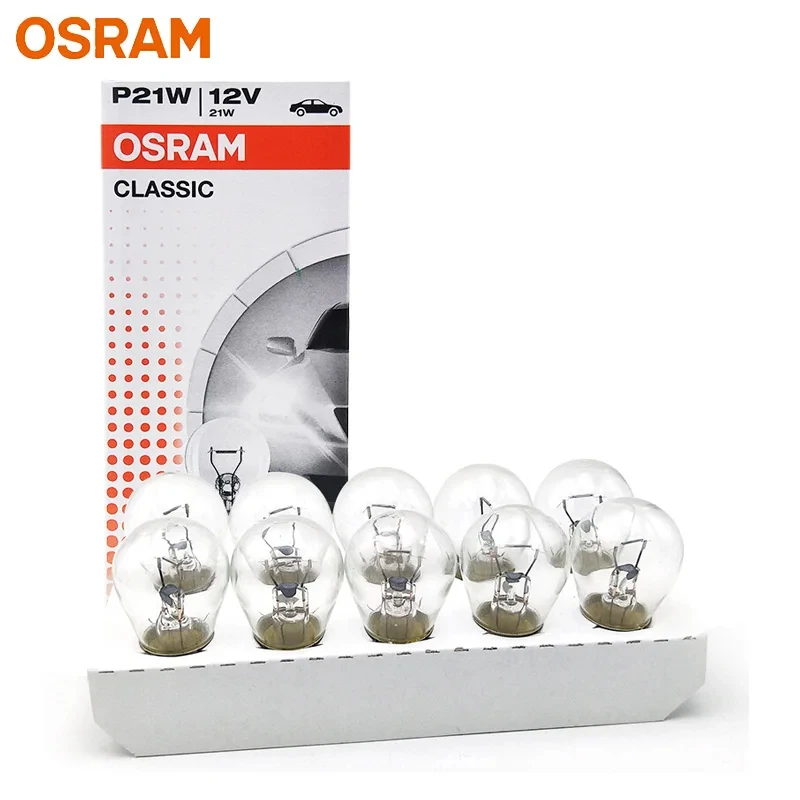 OSRAM Original P21W 12V 21W BA15s 7506 S25 Turn Signal Light Reverse Lamp Standard Auto Brake Bulb Metal Bases Wholesale 10pcs