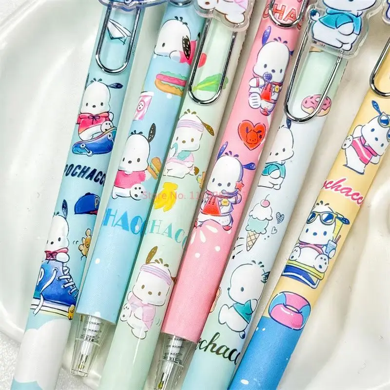 6/36 قطعة سانريو Pochacco قلم محايد اللون الكرتون التصحيح سريعة الجافة 0.5 الأسود الصحافة تسجيل القلم طالب لوازم مكتبية بالجملة #6