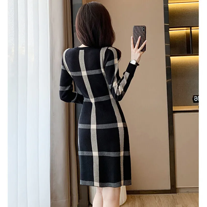 Autumn Women\'s Long Sleeved Dress High Quality Fashion Casual Commuter Knitted Dresses