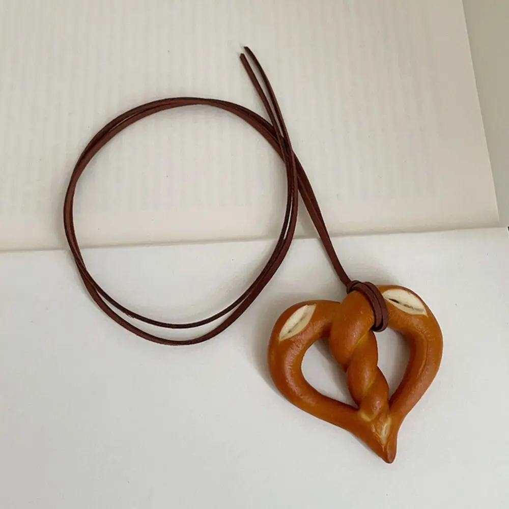 Lovely Bagel Alkaline Bread Pendant Cute Sweater Chain Pretzel Necklace Bag Hanging Decoration Croissant Bag Accessory Gift