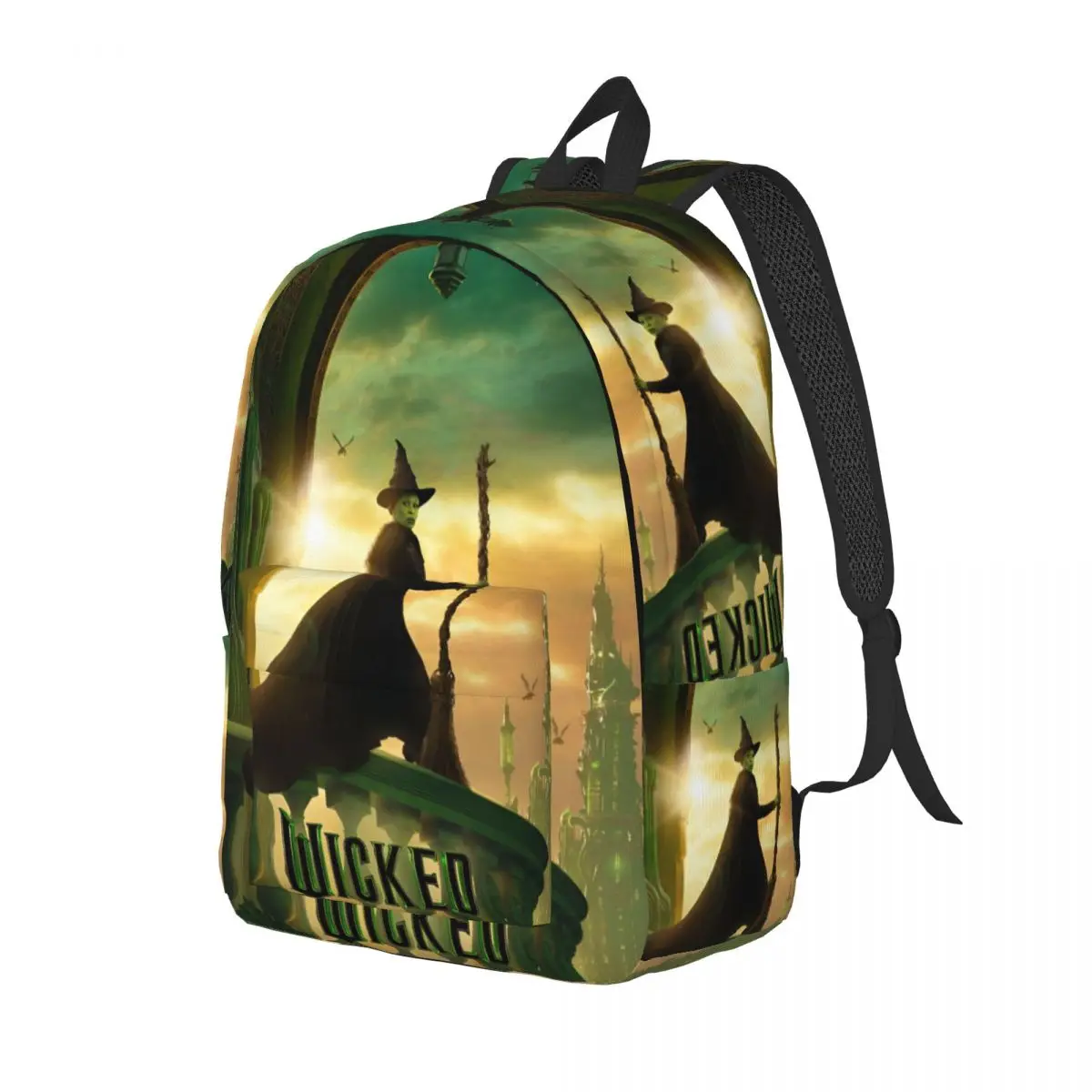 Wicked Elphaba & Glinda Tonal Casual Backpack Lightweight High School Business Magic Movie Daypack Men Women College Canvas Bags