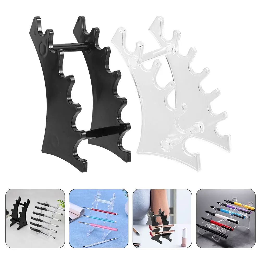 2 stücke Make-Up Trocknen Rack 6-Slots Horizontale Organizer Stift Display-ständer Kunststoff Pinsel Halter Für Make-Up Pinsel Pinsel stifte
