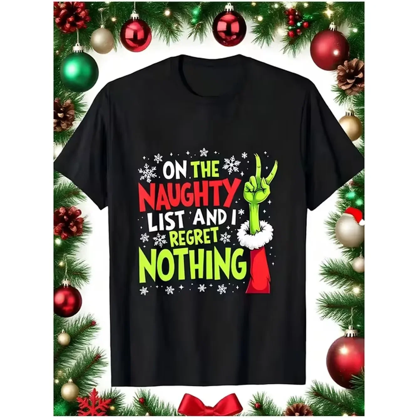 Men'S Short Sleeved Pure Cotton Printed T-Shirt, Fun Christmas Theme Design, Christmas Pajamas Family Style, . Wear on New Year'S Thanksgiving and Christmas Eve, Machine Washable and Durable Material Suitable for All Year Round.
