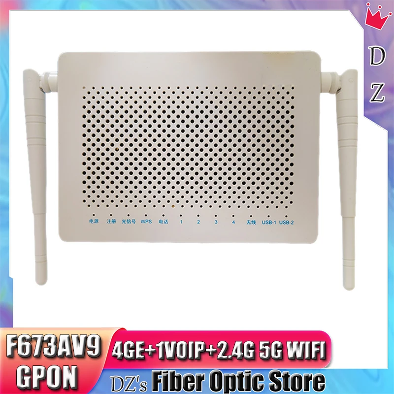 Original Second Hand F673AV9a 4GE 2.4G & 5G Dual Band WIFI GPON Optic Fiber ONU FTTH F673AV9 Fiber Modem ONT English Firmware