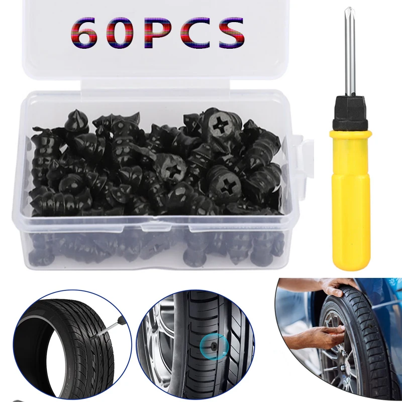 60pcs Car Motorcycle Vacuum Tyre Repair Nails Universal Tire Screw Tubeless Repair Tools Accessories Kit Car Accessory